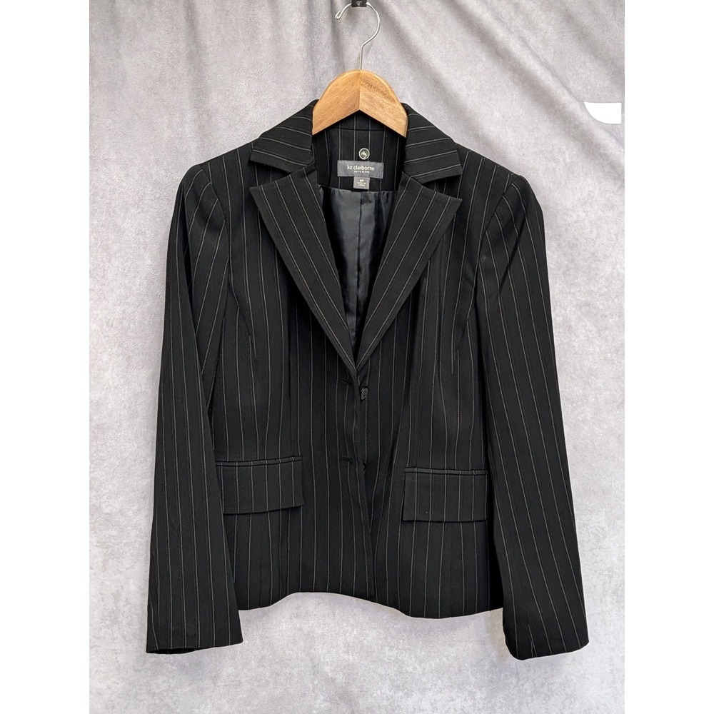 Liz Claiborne Black and White Stripe Blazer Size 8 Petite